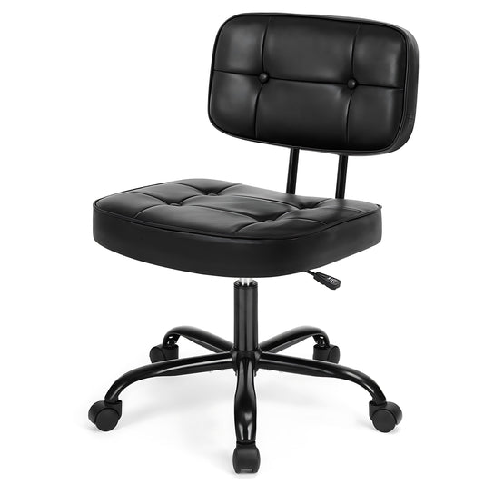 edx Height Adjustable Office Desk Chair, Low-Back Lumbar Support Rolling Work Swivel Task Chair with Wheels for Home Office Bedroom, Black