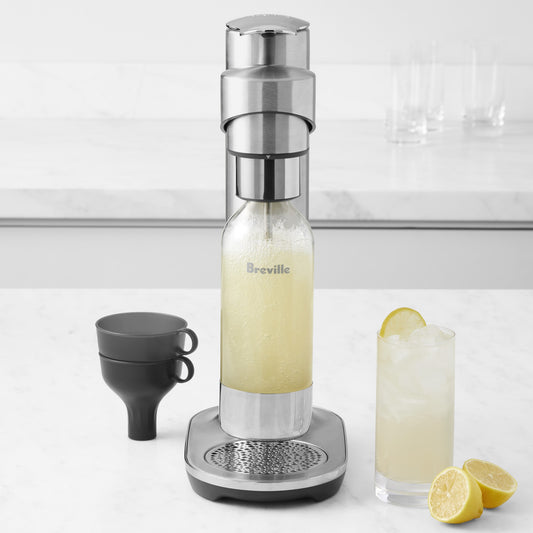 Breville InFizz Fusion Sparkling Beverage Carbonator,Brushed Stainless,InFizz Fusion Sparkling Beverage Maker without CO2 Cylinder