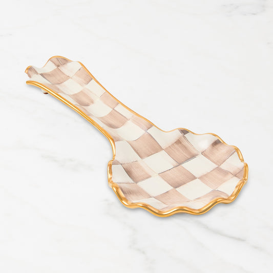 MacKenzie-Childs Mocha Check Ceramic Spoon Rest,,WSNOADS
