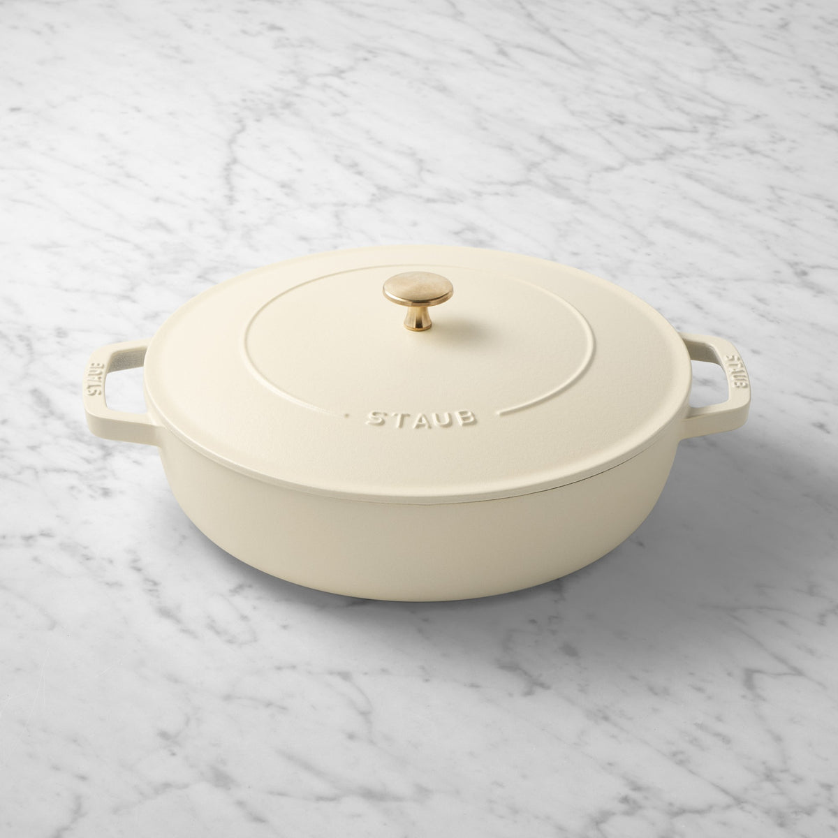 Staub x Smitten Kitchen Enameled Cast Iron Braiser 4-Qt,French Crème,