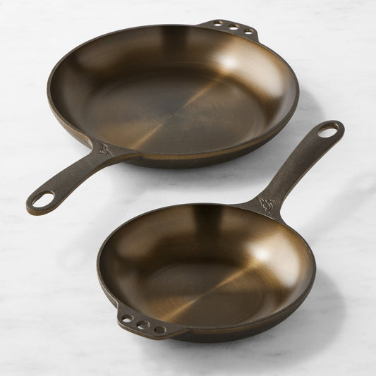 Smithey Seasoned Cast Iron Chef Skillet, Set of 2,,WSNOADS