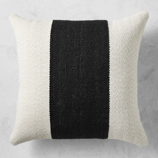 Center Stripe Outdoor Pillow Cover,Black,
