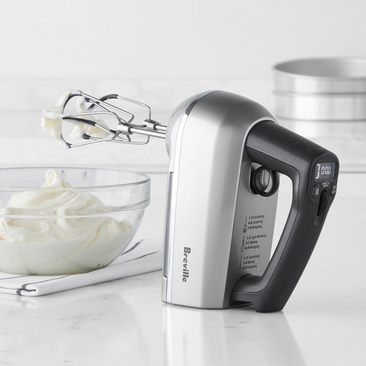 Breville Handy Mix Scraper 9-Speed Hand Mixer,Stainless Steel,