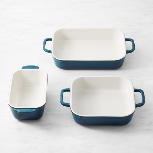 Le Creuset San Francisco Stoneware Open Baker, Set of 3,Agave,