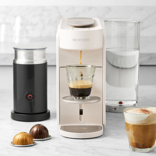 Nespresso Vertuo Up Espresso Machine by De'Longhi,with Aeroccino Milk Frother by De'Longhi\, Pearl White,