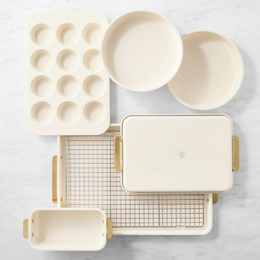 GreenPan Reserve Ceramic Nonstick Bakeware, Set of 7,Cloud Cream,Cream
