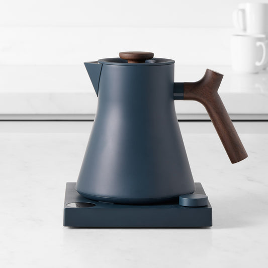 Fellow Corvo EKG Pro Electric Kettle,Stone Blue with Walnut Handle,