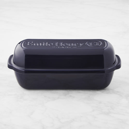 Emile Henry French Ceramic Italian Bread Loaf Baker,Navy,