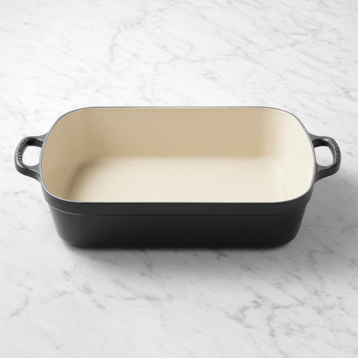 Le Creuset Signature Enameled Cast Iron Rectangular Roasting Pan, 5.25-Qt.,Matte Black,