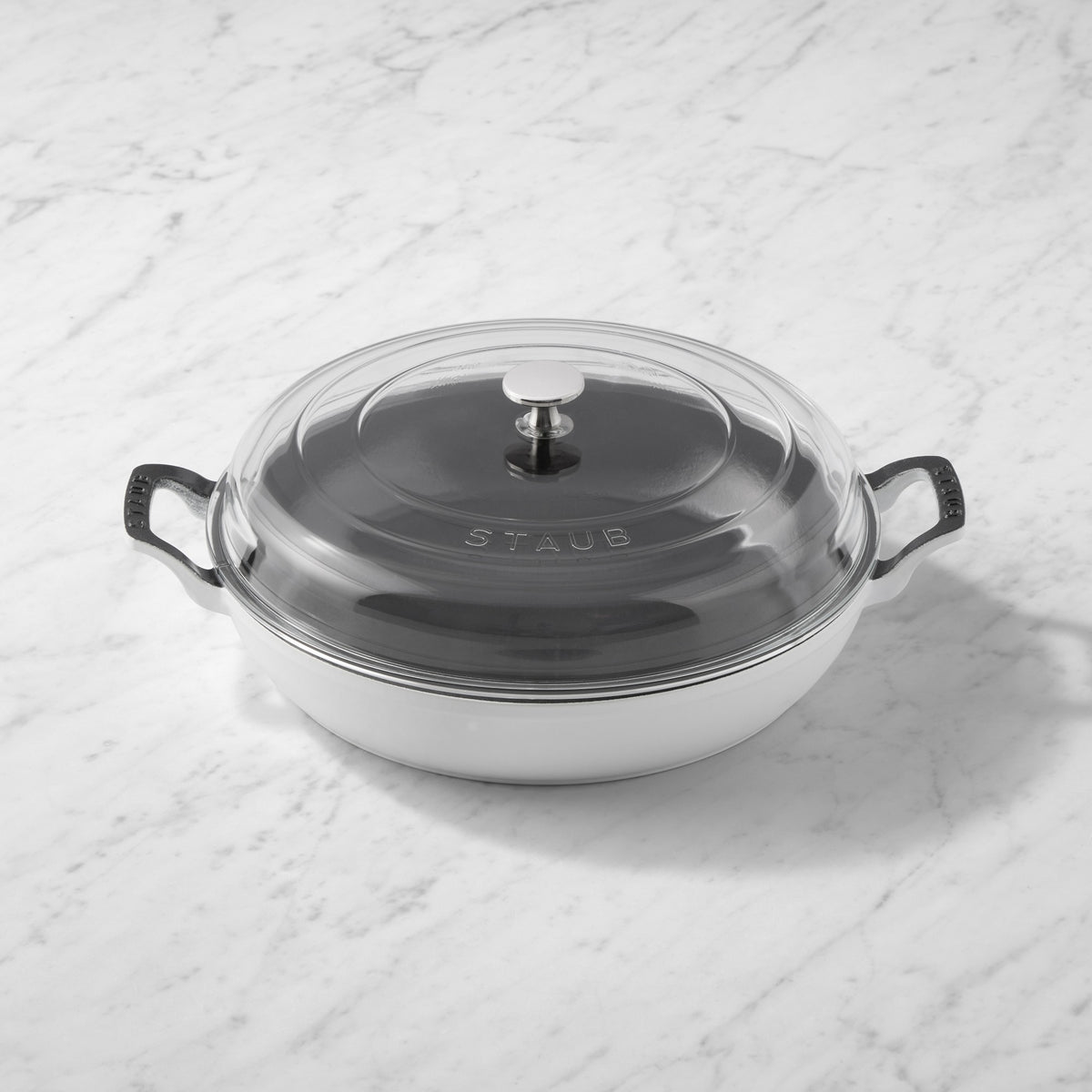 Staub Enameled Cast Iron Everything Braiser, 3.5-Qt.,White,