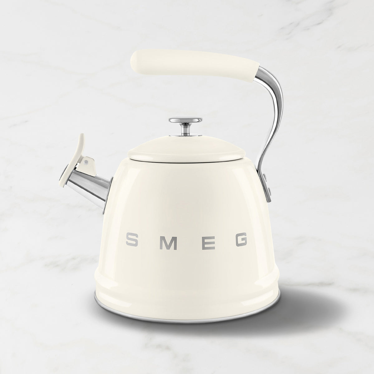 SMEG Stainless-Steel Whistling Tea Kettle, 2.5-Qt.,Cream,