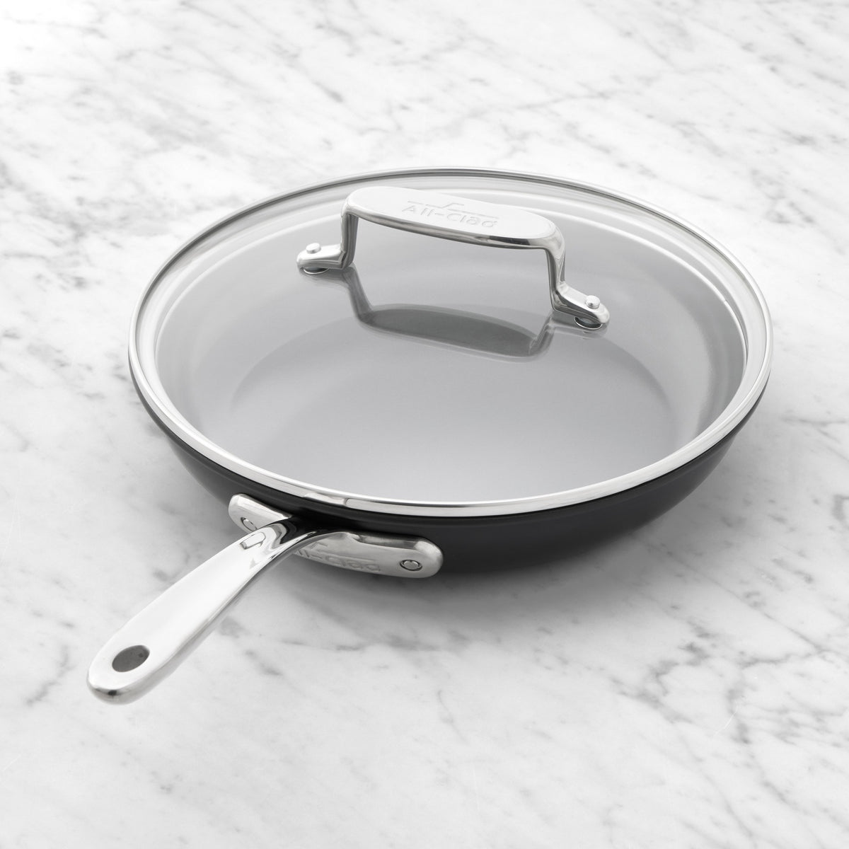 All-Clad NS Pro Ceramic Nonstick Fry Pan with Lid,Pro Ceramic Nonstick Covered Fry Pan 10",