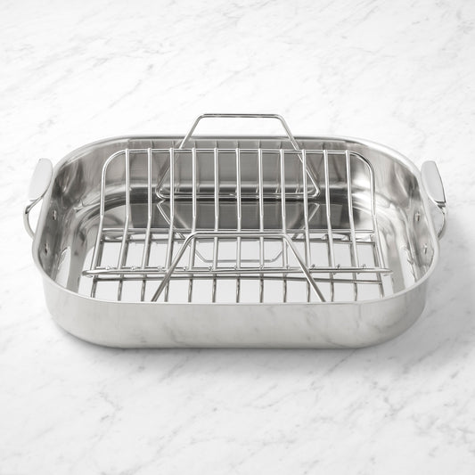 All-Clad Stainless-Steel Roasting Pan with Rack, XXL,,