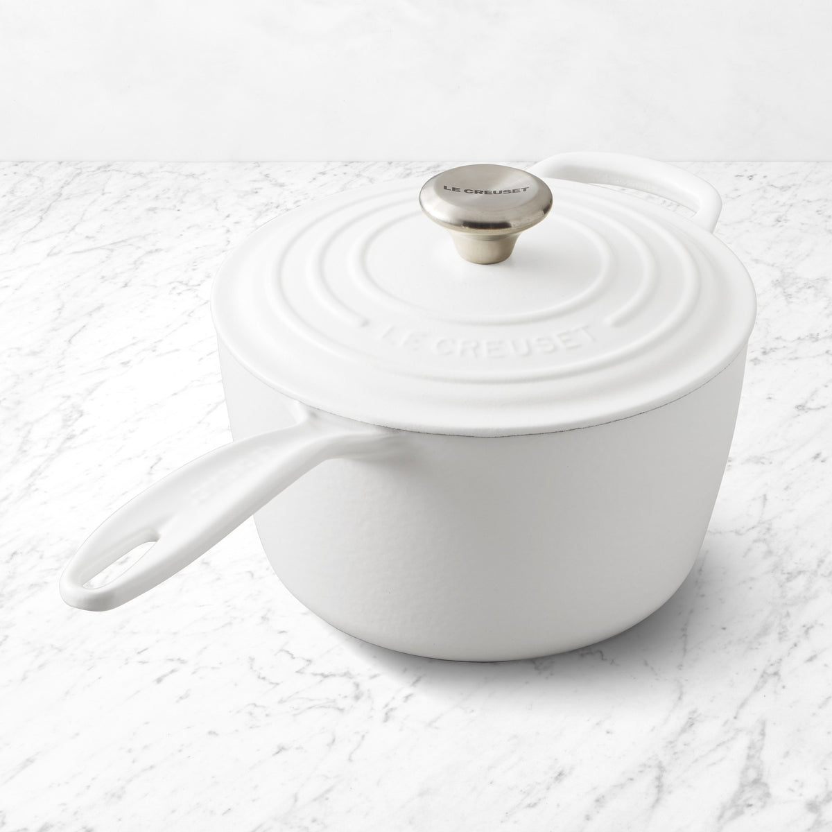 Le Creuset Signature Enameled Cast Iron Saucepan,Matte White,2.25-Qt.