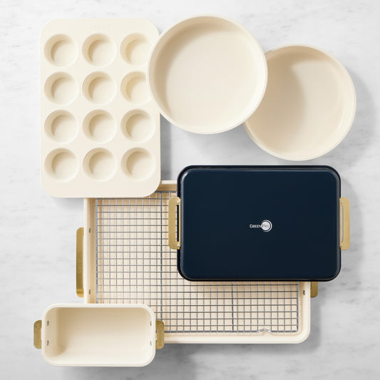 GreenPan Reserve Ceramic Nonstick Bakeware, Set of 7,Oxford Blue,Twilight