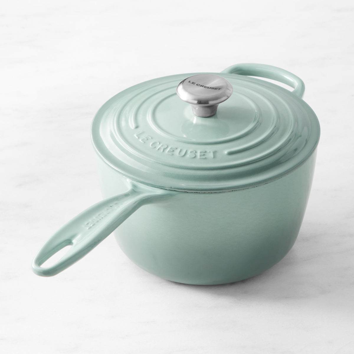 Le Creuset Signature Enameled Cast Iron Saucepan,Sea Salt,2.25-Qt.