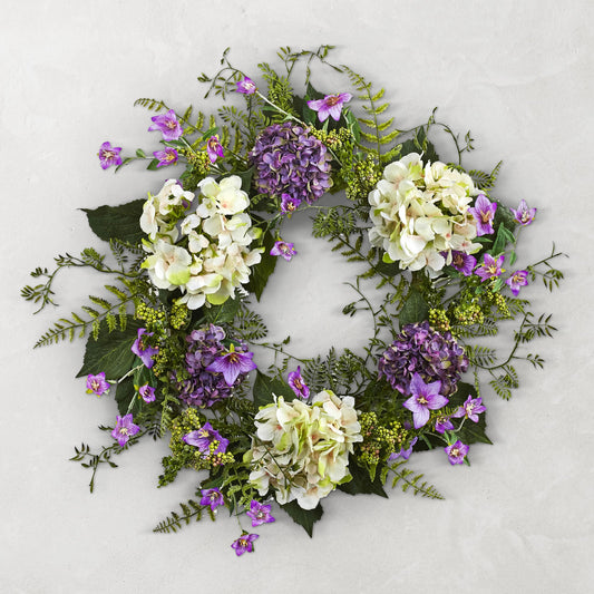 Hydrangea Berry Faux Wreath, 24",WSNOADS,Wreaths & Garlands