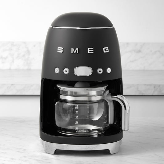 SMEG Drip Coffee Maker, 10-cup,Matte Black,