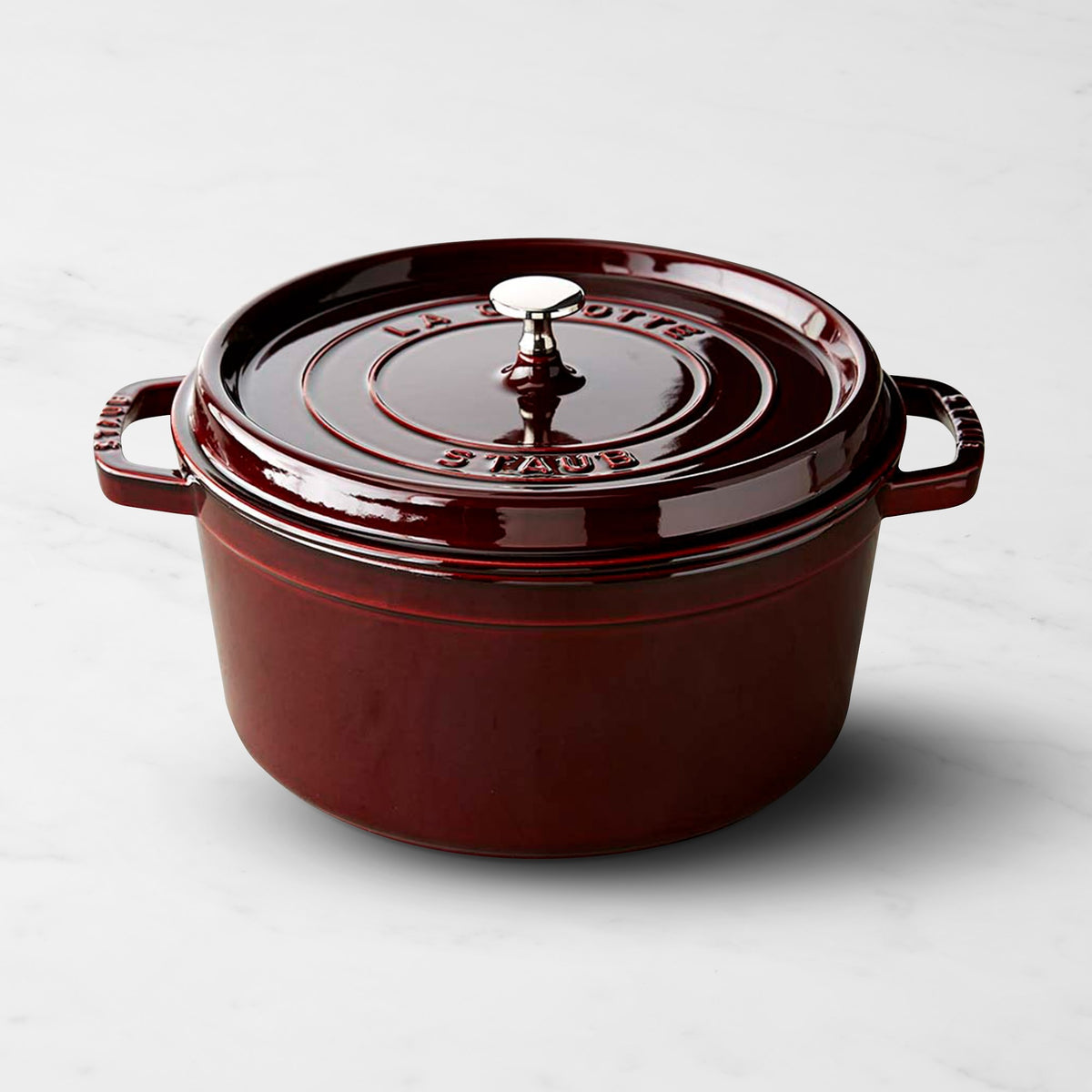 Staub Enameled Cast Iron Round Dutch Oven,Grenadine,7-Qt.