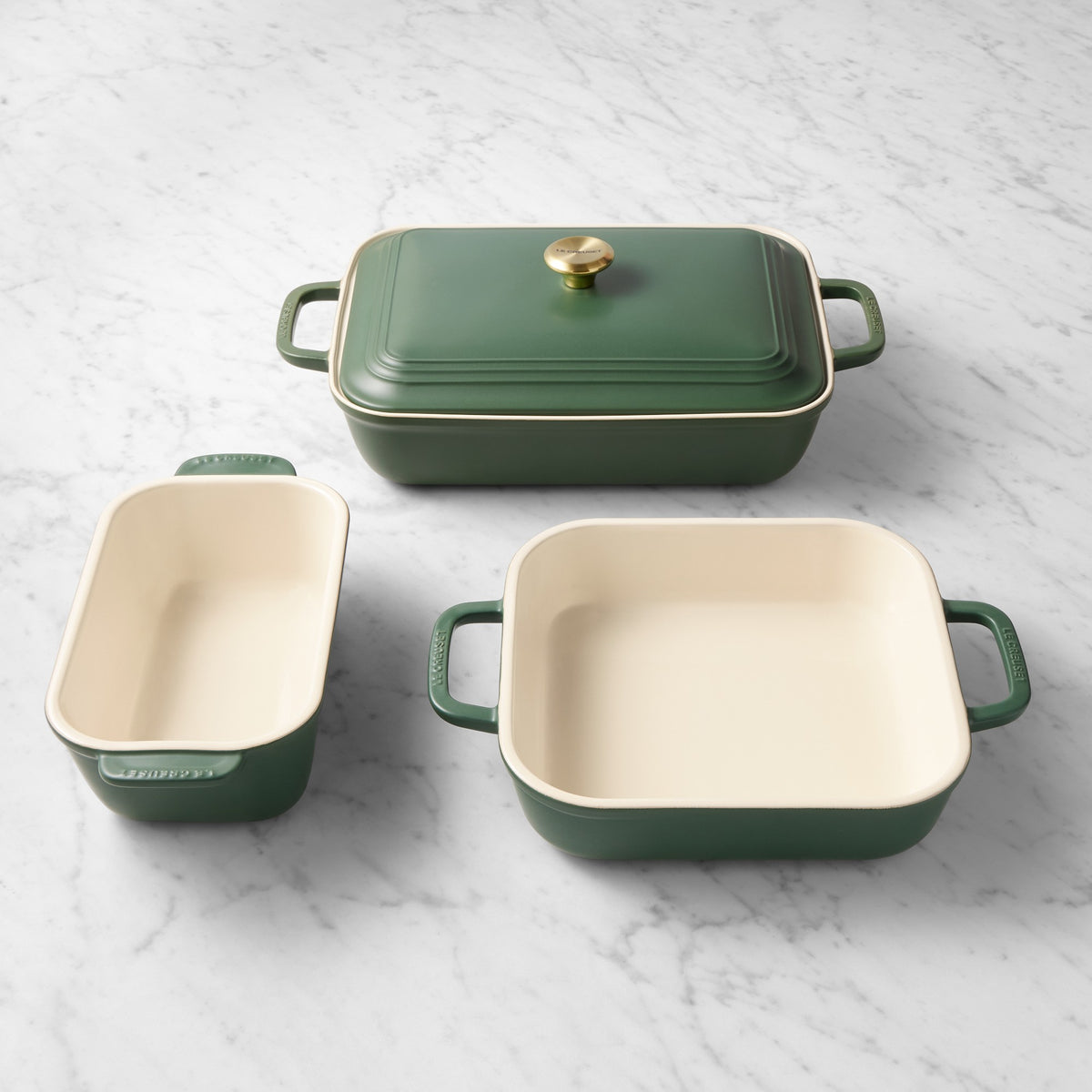 Le Creuset San Francisco Stoneware Bakeware Set, Set of 4,Foret,