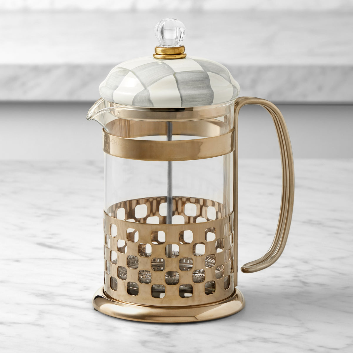 MacKenzie-Childs Sterling Check French Press,,WSNOADS