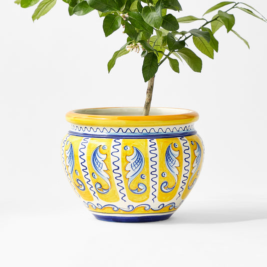 Italian Hand-Painted Positano Planter Collection,Handpainted Planter\, Medium,