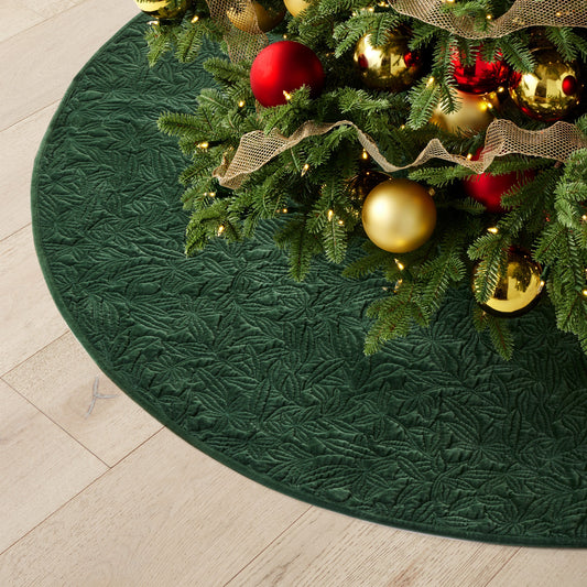 Velvet Quilted Tree Skirt,Green,