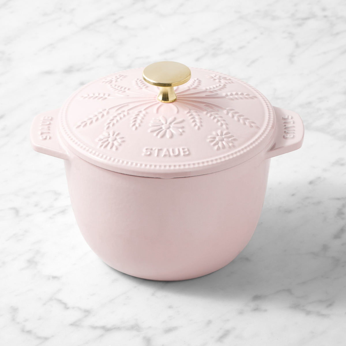 Staub Enameled Cast Iron Floral Petite French Oven, 1.5-Qt.,Pink Peony,