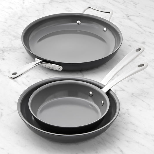All-Clad NS Pro Ceramic Nonstick 3-Piece Fry Pan Set,,