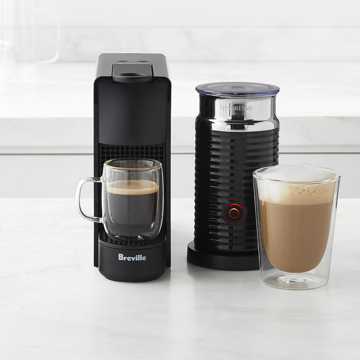 Nespresso Essenza Mini Espresso Machine with Aeroccino Milk Frother by Breville,,