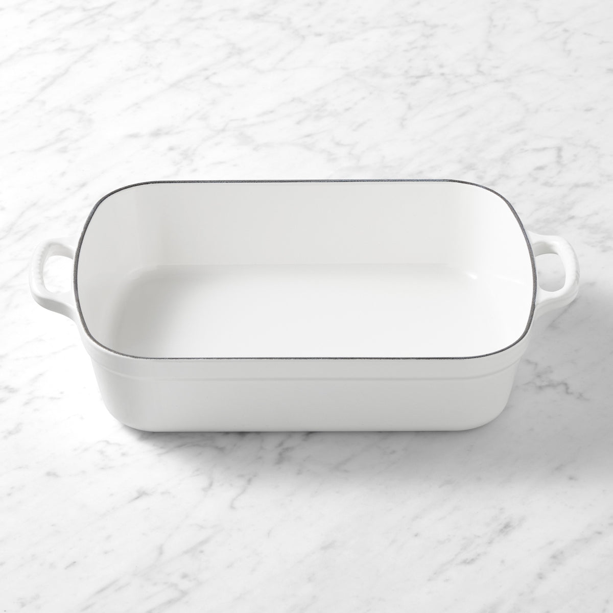 Le Creuset Signature Enameled Cast Iron Rectangular Roasting Pan, 5.25-Qt.,White,