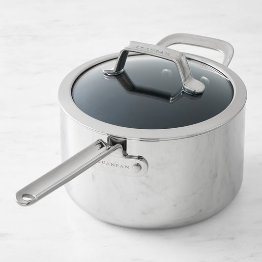 SCANPAN TSS+ Stainless-Steel Nonstick Saucepan, 4-Qt.,,WSNOADS
