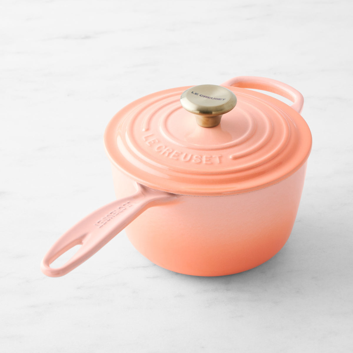 Le Creuset Signature Enameled Cast Iron Saucepan,Peche,1.75-Qt.