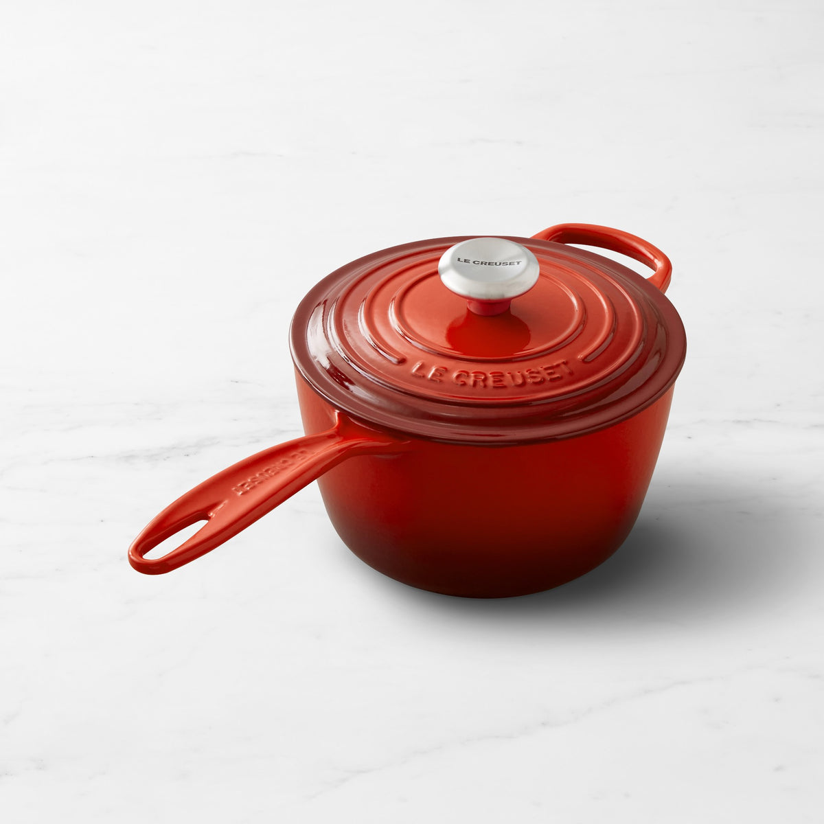 Le Creuset Signature Enameled Cast Iron Saucepan,LC Red,2.25-Qt.\, Red