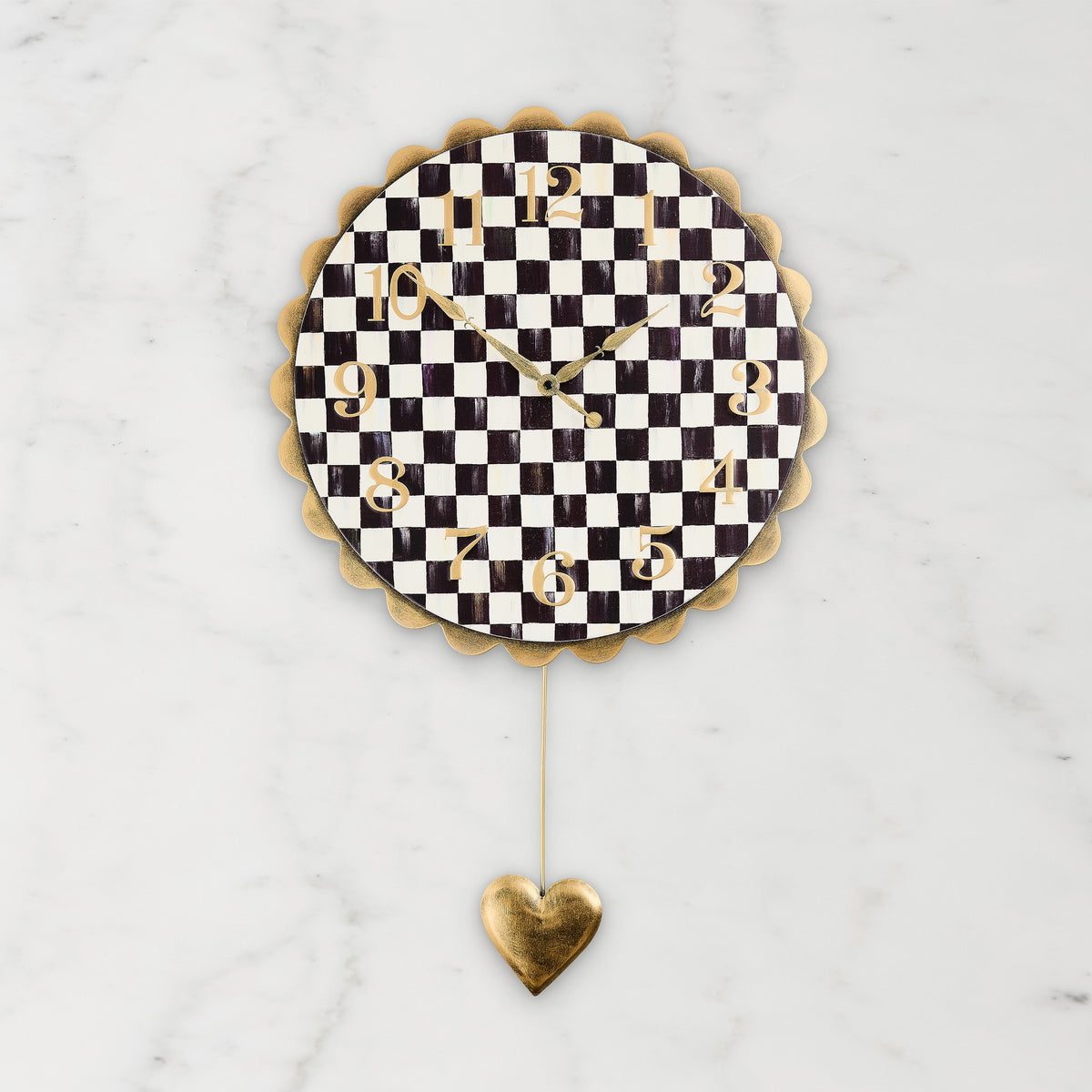 MacKenzie-Childs Courtly Check Heart Pendant Wall Clock,,WSNOADS
