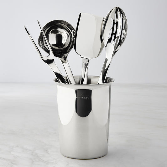 All-Clad Precision Stainless-Steel Utensils with Utensil Holder, Set of 5,,