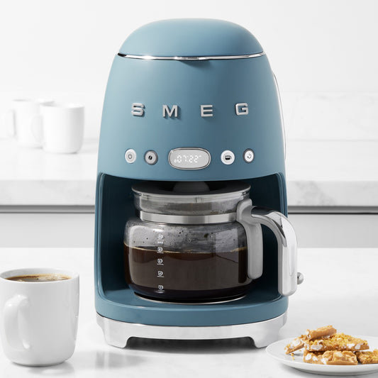 SMEG Drip Coffee Maker, 10-cup,Matte Fog Blue,