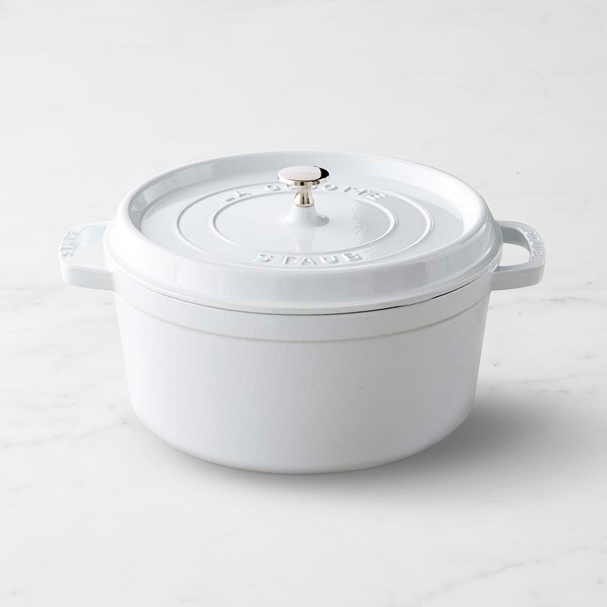 Staub Enameled Cast Iron Round Dutch Oven,White,7-Qt.