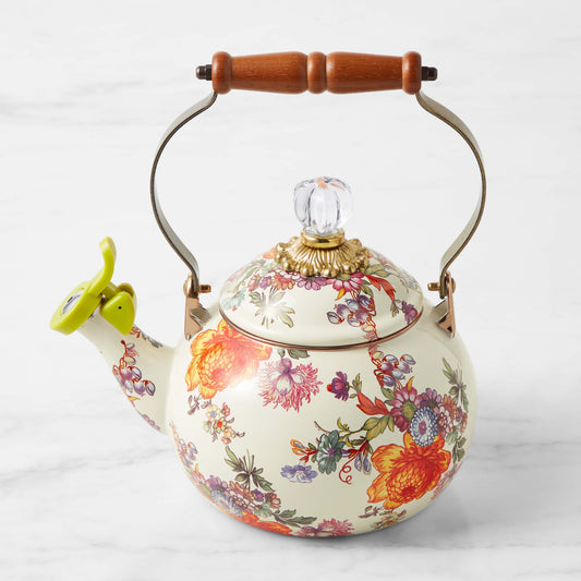 MacKenzie-Childs Whistling Flower Market Tea Kettle,,WSNOADS