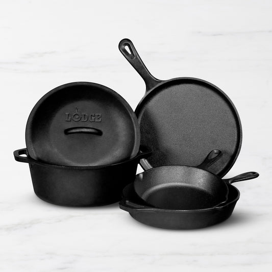 Lodge Classic Seasoned Cast Iron 5-Piece Cookware Set,,WSNOADS