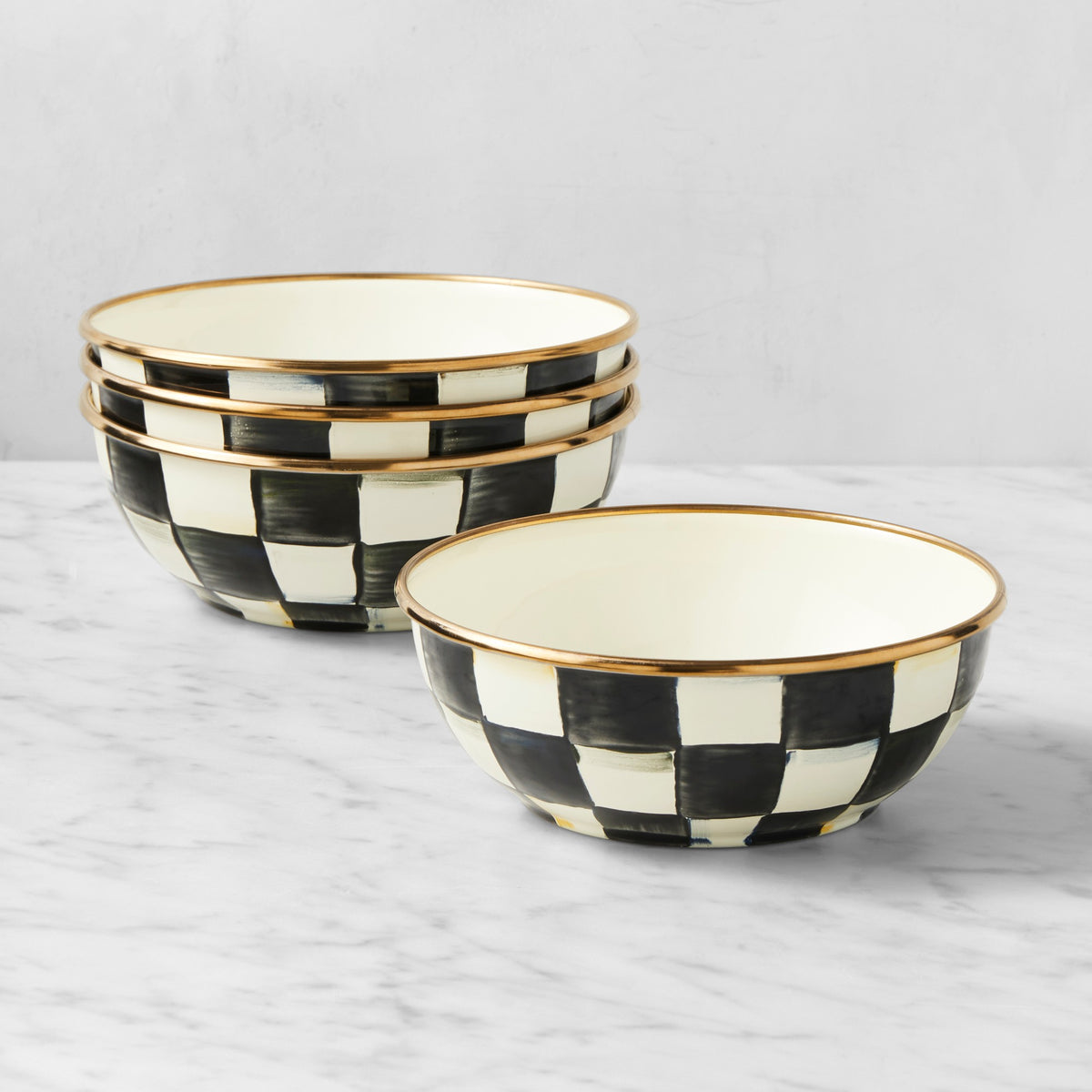 MacKenzie-Childs Courtly Check Everyday Bowls,Set of 4,