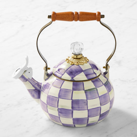 MacKenzie-Childs Violet Check Whistling Tea Kettle,,WSNOADS