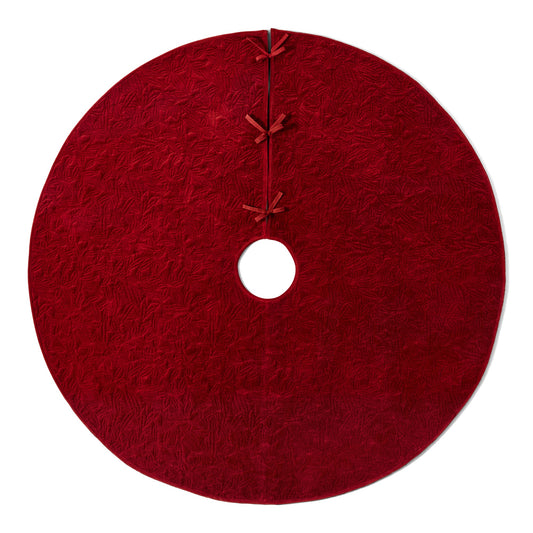Velvet Quilted Tree Skirt,Red,