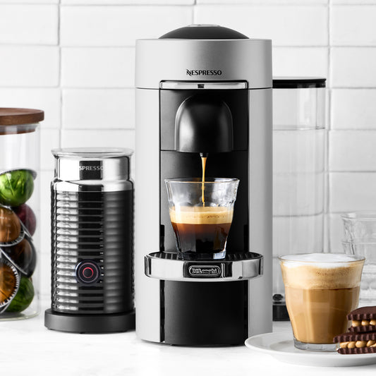 Nespresso VertuoPlus Deluxe Coffee Maker & Espresso Machine By De'Longhi,Contour Silver,