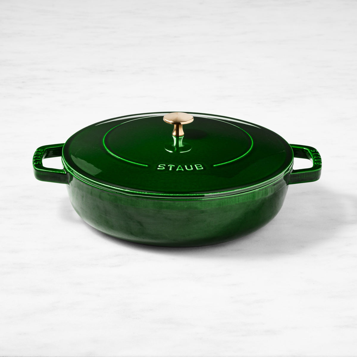 Staub x Smitten Kitchen Enameled Cast Iron Braiser 4-Qt,Basil with Gold Accents,