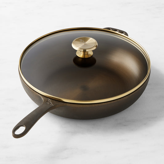 Smithey Seasoned Cast Iron Deep Skillet with Lid, 11",,WSNOADS