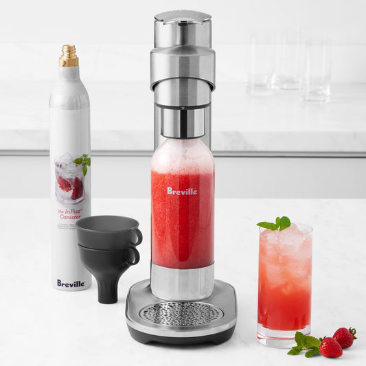 Breville InFizz Fusion Sparkling Beverage Carbonator,Brushed Stainless,with CO2 Cylinder