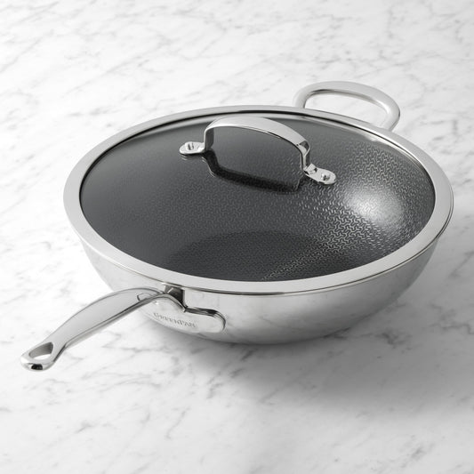 GreenPan Premiere Max Hybrid Stainless-Steel Ceramic Nonstick  Wok, 12",,