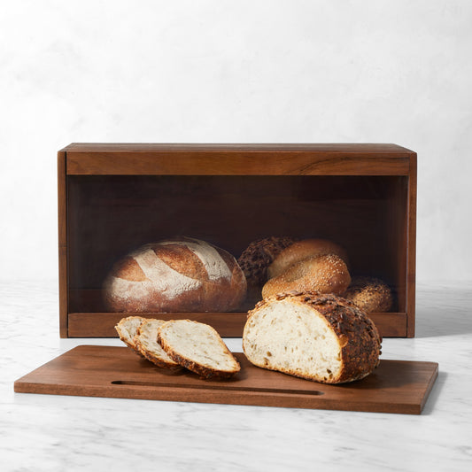 Hold Everything Wooden Bread Box,Walnut Finish,
