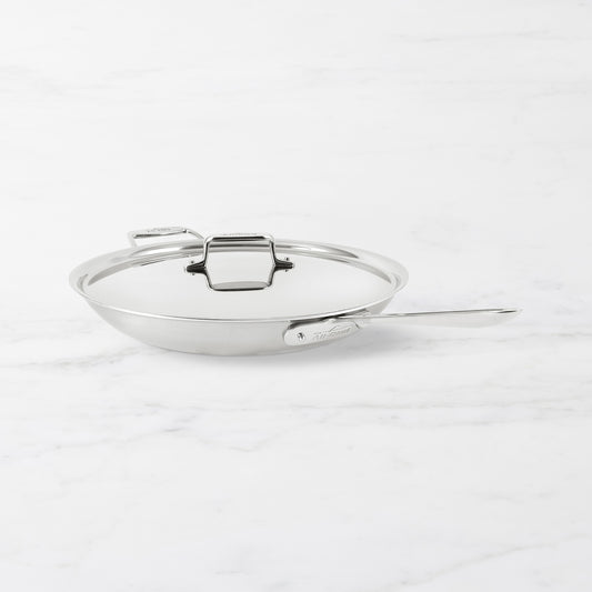 All-Clad D5 Brushed Stainless-Steel Fry Pan with Lid, 14",,
